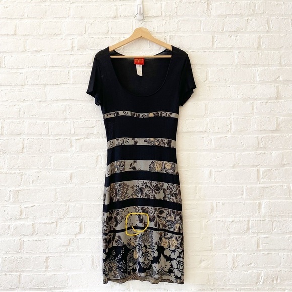 Kenzo || Jungle Floral Stripe Knit Dress Black Medium - Picture 9 of 9